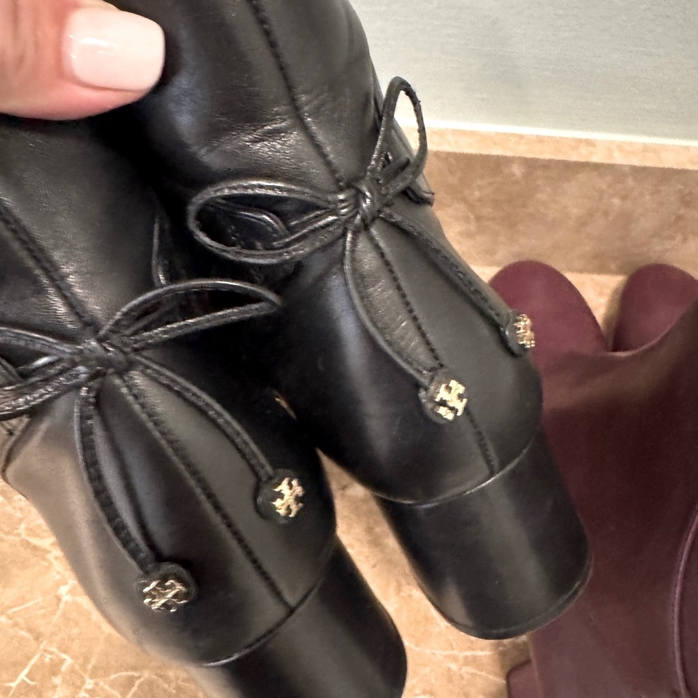 Tory Burch Rich Burgandy Leather Ankle Booties NEW Size 11 - Picture 9 of 14